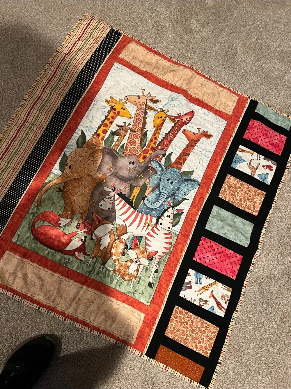 Handmade Animal Patchwork Quilt in Multicolor